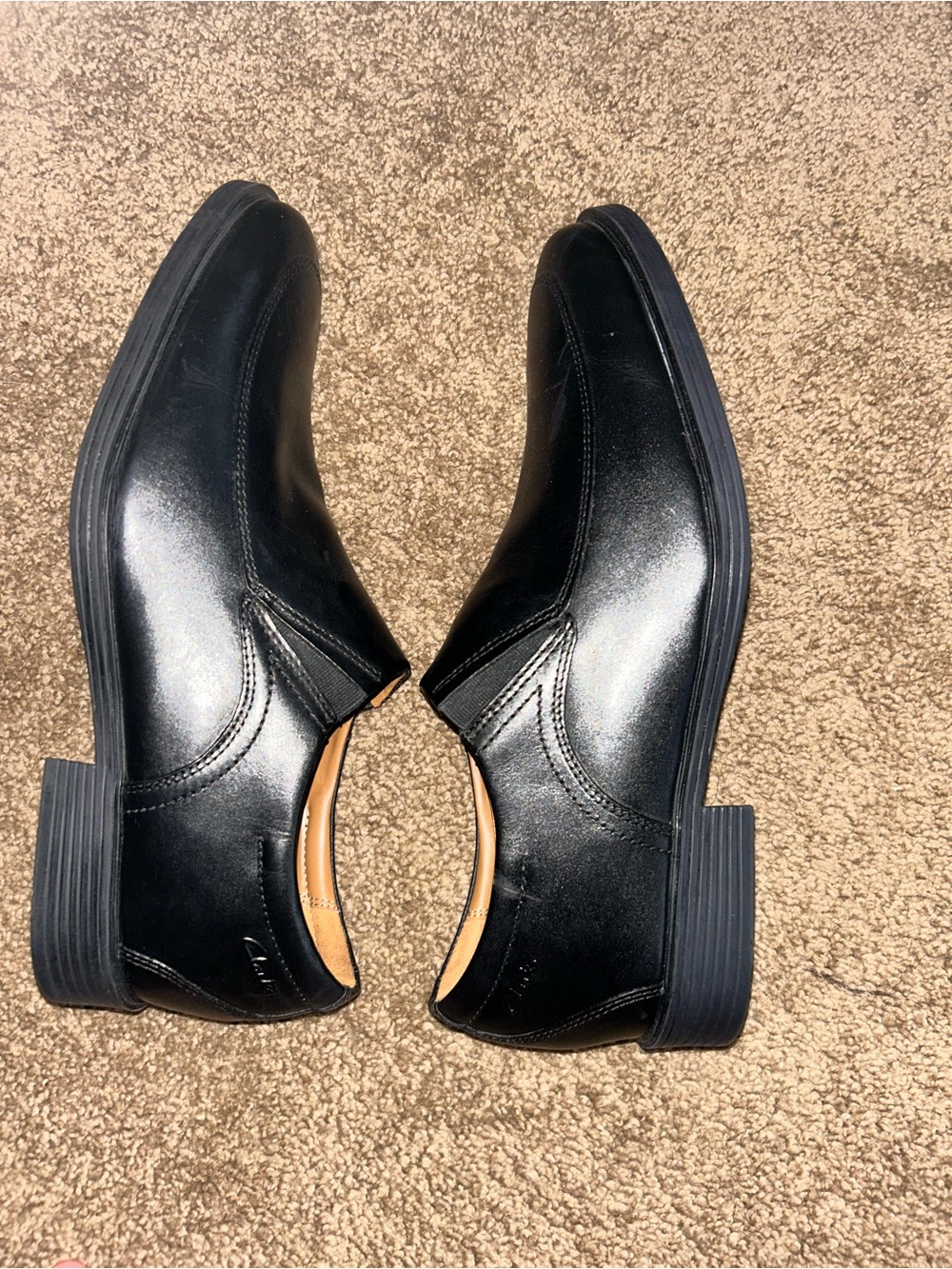 Clarks Markman Plain Black Leather Slip-on Loafer Shoe Mens Size 9M - Picture 4 of 7